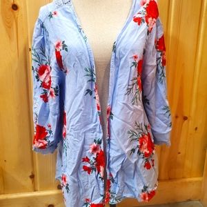 Time and tru blue floral cardigan